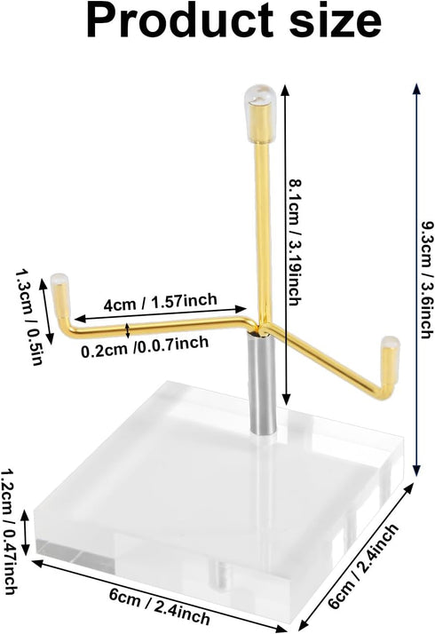 2pcs Clear Acrylic Display Stand Holder, 2.4 x 2.4 x 3.5inch Acrylic Easel Stand Easels Display Stands with Adjustable Metal Arms for Gemstone Fos...