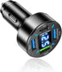 Car Charger,4 Ports Fast Car Charger with Plug Outlet/LED Voltmeter/PD3.1/Super Port,Universal Car Accessories Cigarette Lighter USB Charger Compa...