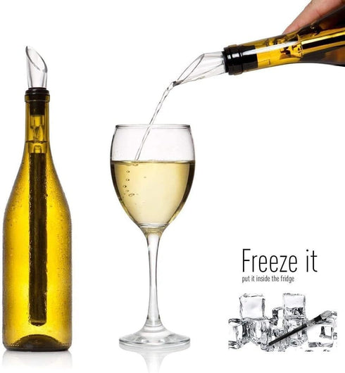 Wine Chiller Ice Red Wine Bottle Stainless Steel Cooler Chiller Stick Container Freezer 3 in 1 with Aerator and Pourer Wine Accessory (2)...