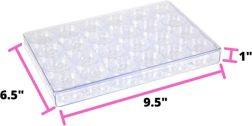 Everything Mary Large Plastic Bead Storage Organizer Box, 24 Jars - Container for Beads & Supplies - Organizers for Craft, Art, & Painting - Plast...