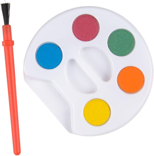 Mini Watercolor Kids Paint Set - (Bulk Pack of 12) - 5 Watercolor Paints, Palette Tray and Painting Brush, for Art Party Favors, Kids Prizes and P...