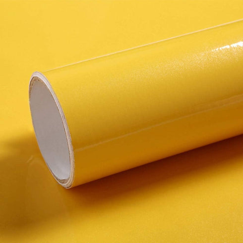 LaCheery Glossy Yellow Contact Paper Decorative Self Adhesive Countertop Contact Paper Waterproof Wallpaper Peel and Stick Shinny Wall Paper Roll ...