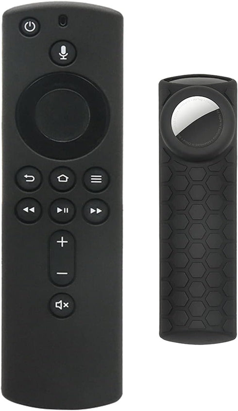 TV Stick 4K Remote Cover with Airtag Holder,2 in 1 Alexa Voice Control Cover Compatible with Air Tag Tile Sticker 2020 and TV Stick 2nd Gen,Black...