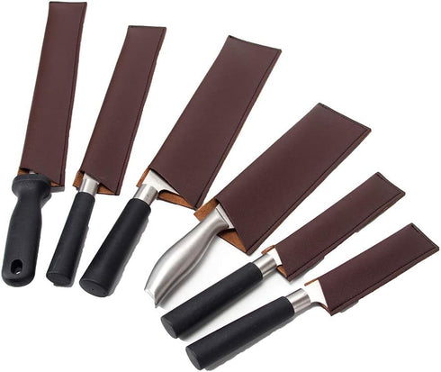 Brown Knife Guard & Sleeve Set - Waterproof Universal Blade Covers (6 Pack)...