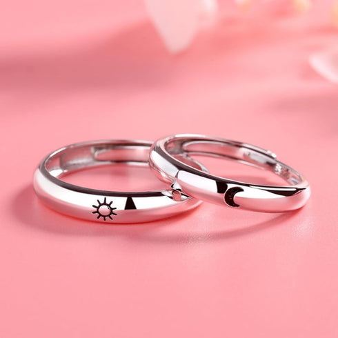 Matching Promise Rings for Couples Matching Rings Set Adjustable for Him and Her Engagement Wedding Rings Set of 2 Rings (Style 3)...