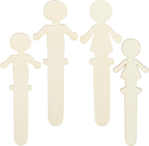 Juvale 100 Pack Unfinished People Shaped Craft Sticks, Wooden Popsicle Sticks for DIY Projects...