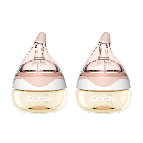 Baby Bottles for Newborn Baby PPSU Anti Colic Infant Bottles Wide Neck Breast-Like Nipple Slow Flow Breastfeeding Toddler Bottles-2pack (2.5 oz/pc...