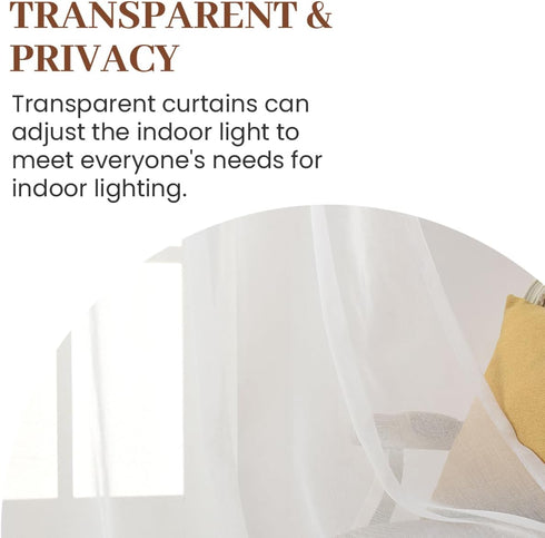Dreaming Casa Solid Sheer Curtains White Rod Pocket Voile Draperies 84 Inches Long for Living Room 52" W x 84" L 2 Panels...