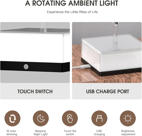 -Wind Spinner Snowflake Bedroom Lamps 16 Color Variations and Remote Control. Stepless dimmable Bedside Small Desk lamp?Suitable for Birthday and ...