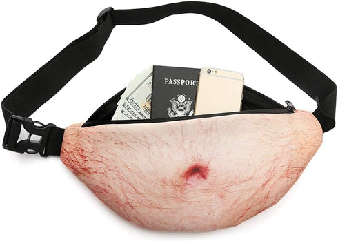White Elephant Gifts Funny Gag Gifts,3D Men Beer Fake Belly Dad Bag Waist Packs,Waterproof Fanny Pack Unisex for Father's Day,Christmas,Stocking S...
