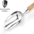 Garden Loose Soil Scoop, Stainless Steel Hand Shovel Spade with Wood Handle Multi Function Gardening Trowel Spoons for Transplanting, Digging, Pla...