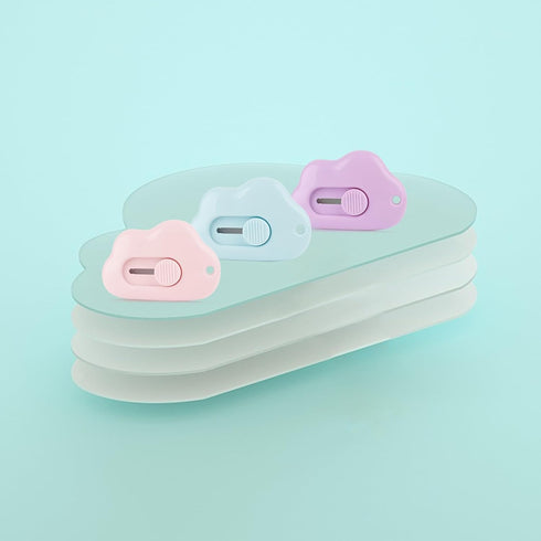 3Pcs Mini Paper Cutter Box Cutter Retractable with Key Chain Hole, Portable Letter Opener with Cute Cloud Shape, School And Office Supplies,Office...