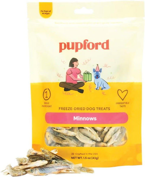 Pupford Freeze Dried Minnows for Dogs & Puppies - Healthy, Natural, Single Ingredient Dog Treats - Made in USA (1.5 oz)...