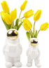 CHIVE - Astronaut Shape Vase, Planter Simple Modern Flower Bud Vase, White and Gold (Medium)...