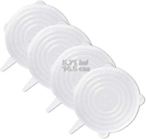 4 Pack Same Size Silicone Stretch Lids, Thicker Reusable Sturdy Silicone Container Cover, Expandable Food Storage Covers, Dishwasher and Freezer S...
