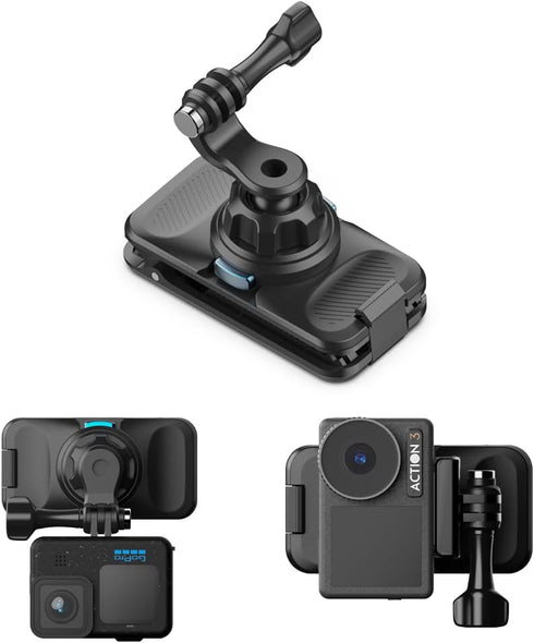 SUREWO 360° Rotation Magnetic Quick Release Backpack Clip Mount Compatible with Gopro Hero 12,11,9,8,7,6,5,DJI Action 4/3 and More...