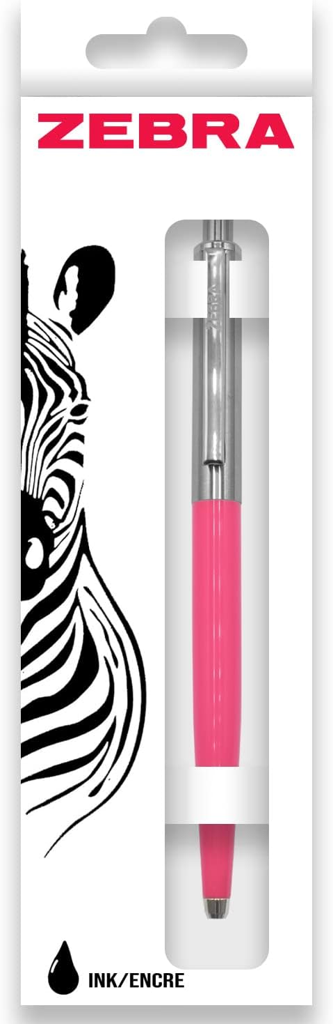 Zebra Pen 901 Retractable Ballpoint Pen - Medium Point 1.0mm Nib - Black Ink - Deep Pink Barrel...