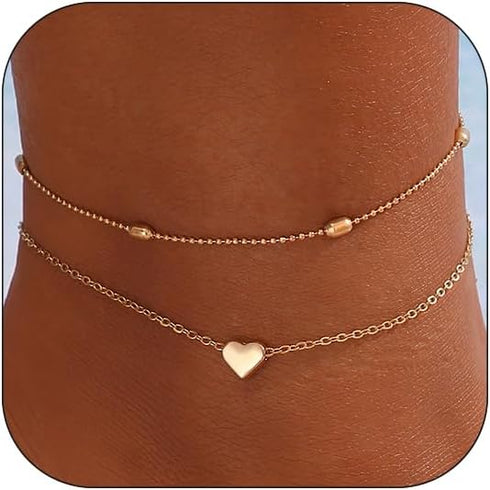 Gold Ankle Bracelets for Women Adjustable Layered Cuban Link Anklets Set Waterproof Rhinestones Anklets Bracelets Beach Anklets Foot Gift for Wome...