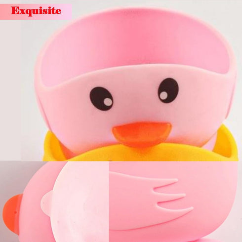 Silicone Baby Bowl Stay Put as Independent Eater Led Weaning Supply,The Ducky Cartoon Suction Dishware with Protrusion is Spill and Topple Proof f...
