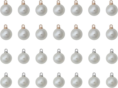 Ruwado 50 Pcs Faux Pearl Beads with Hole Gold Vintage Gold Silver Retro Elegant Kits Supplies for DIY Jewelry Making Dangle Earrings Necklace Brac...
