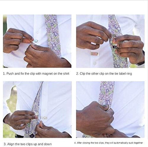 4 Pcs Invisible Magnetic Tie Stay,Anti-Wrinkle Stainless Tie Stay Clips,Magnetic Tie Clips for Men,Shirt Tie Clips Stays Pin,for Men Gifts and Ann...