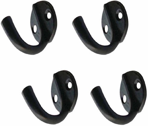 Renovators Supply Manufacturing Black Wrought Iron Wall Coat Hook Durable 1.6" L Single Hooks for Towel, Kitchenware, Robe Or Jacket Wall Mount Ru...