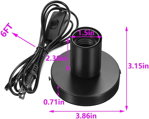 Industrial Table Lamp Base, E26 E27 Lamp Base Without Shade, Mini Short Desk Lamp Exposed Bulb Base, Simple Metal Edison Light Bulb Stand?Black?...