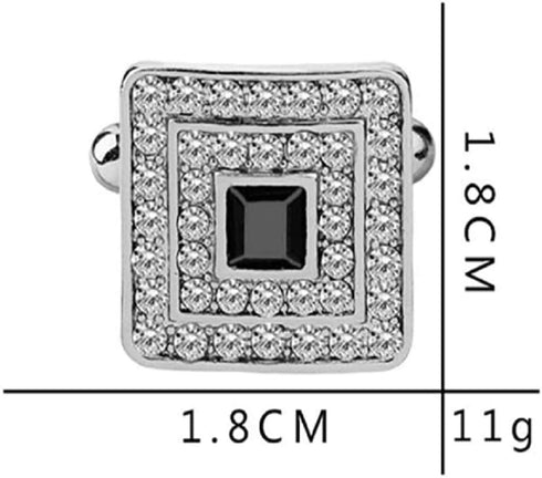 V & L Black Silver Crystal Cuff links – Fancy Unique Elegant Sparkling Luxury Gem Stone Cufflinks for men in Square - Perfect for Wedding, Formal,...