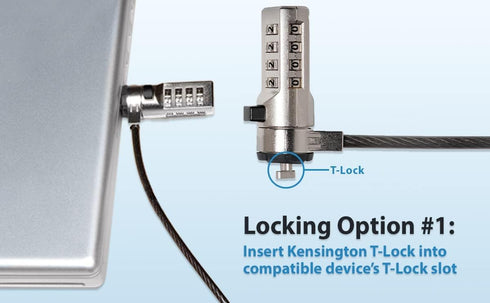 ChargeTech Anti-Theft Combination Cable Lock for Securing Laptops, Computers, Tablets and Other Devices...