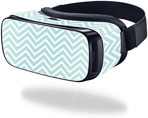 MightySkins Skin Compatible with Samsung Gear VR (Original) Cover wrap Sticker Skins Aqua Chevron......