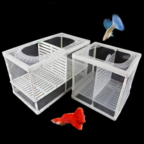 2 Pcs Aquarium Hatchery Net Fish Isolation Box,Nylon Mesh Fish Fry Hatchery Breeder Box Separation Net with Isolation Board...