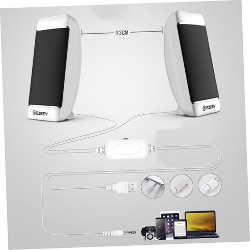 Mobestech Computer Speakers 2pcs Portable Notebookwhite Wired Sound Powered Speakers for Desktop Mini Speaker Multimedia Loudspeaker USB Stereo Co...