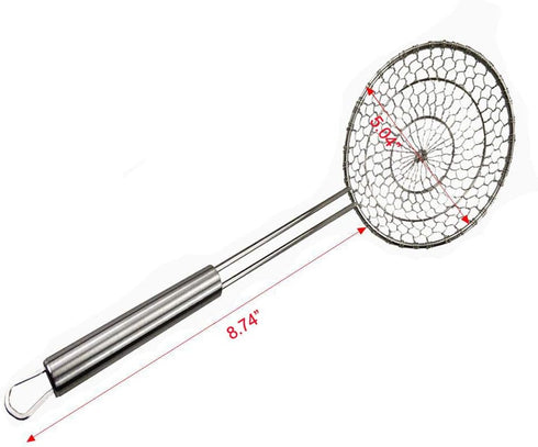 Kaixin Skimmer Spoon Fry Oil Mesh Strainer Spider Stainless Steel Asian Metal Large Fat Fish French Round Slotted Ladle Deep Wire Basket Fine Grea...