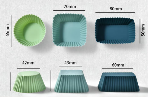 12 Pack Reusable Silicone Cupcake Baking Cups, 3 Shapes of Standard Round & Square & Rectangle,Muffin Liners,Non-Toxic, BPA Free, Dishwasher Safe...