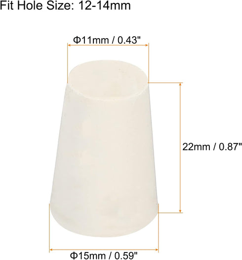 MECCANIXITY Rubber Tapered Plug 11mm to 15mm Solid Test Tubes Bungs Stopper White for Lab Home 24 Pieces...