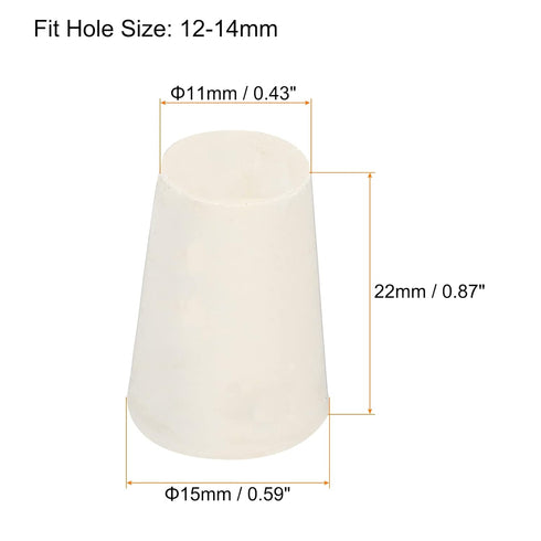 MECCANIXITY Rubber Tapered Plug 11mm to 15mm Solid Test Tubes Bungs Stopper White for Lab Home 12 Pieces...