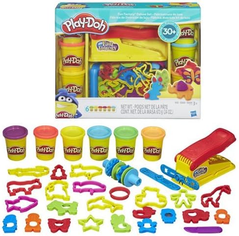 Play-Doh Fun Factory Deluxe Set, 6 Cans, 31 Tools, Kids Ages 3 and Up (Amazon Exclusive)...