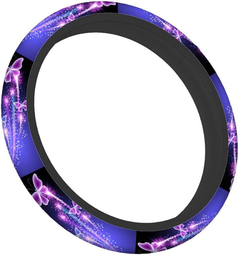 Swono Butterfly Bling Steering Wheel Cover for Men Women Beautiful Butterflies Purple Bling Universal 15 Inch Auto Neoprene Case Anti-Slip Car Whe...