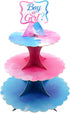 Gender Reveal Cupcake Stand Gender Reveal Party Favors Blue and Pink 3 Tier Cardboard Cake Stand for Girl Boy Party Decorations...