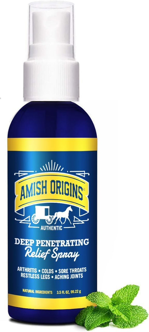 Amish Origins Deep Penetrating Pain Relief Liquid Spray - Fast-Acting, Natural Relief for Muscle Aches, Joint Pain, and Stiffness - 3.5 oz Spray B...