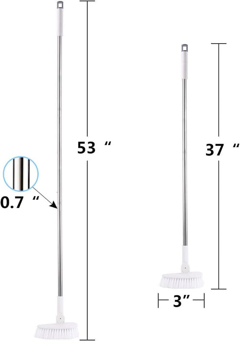 Tub & Tile Scrub Brush with Long Handle- 53", Shower Brush with Comb, Good for Clean Grout, Bathroom and Kitchen, New Update Swivel Head, Sturdy a...
