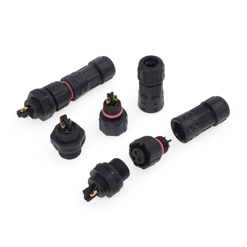 AOHUA M12 Waterproof Connector IP68 Outdoor Electrical plug for 2 Or 3-pin Cables Ø 4.5-7.5mm UL Certification (Black)(6 Pack)...