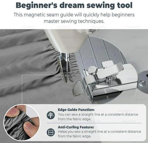 1Pc Silver Magnetic Seam Guide for Sewing Machine, Sewing Guide Supplies, Magnetic Seam Guide with Clip, for Craft, Sewing, Clothes, DIY Sewing Ma...