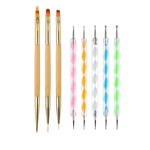 5PCS Dotting Pens and 3PCS Nail Painting Brushes, Double Ended Nail Brushes and Dotting Tool Kit, Nail Art Design Tools...