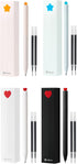 Kaco FIRST Gel Pens, Cute Stationery, 4 Pieces with Extra 8 Black Refills Cute Heart Star Pen Set Valentine's Day Christmas Gifts (2 Star & 2 Hear...