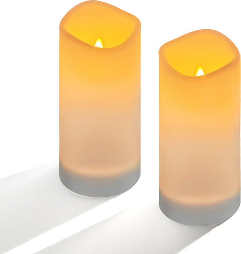 SUNNYPARK Solar Candles Outdoor Waterproof, Solar Powered Assorted Flameless Pillar Candles for Patio Lanterns 3’’x 6’’ Set of 2...