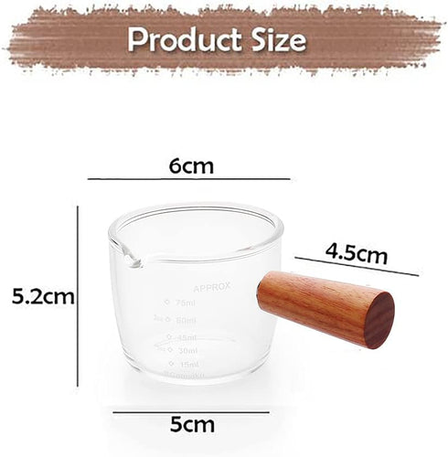 1 Pack Espresso Shot Glass 75ML Triple Pitcher Barista Single Spouts With Wood Handle By BCnmviku...
