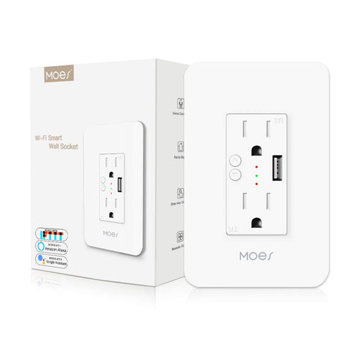 MOES WiFi Smart Wall Outlet,15A Divided Control 2 in Wall Socket with USB Interface,Smart Life/Tuya APP Remote Control Compatible with Alexa and G...