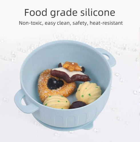 Little On Essentials Baby Silicone Feeding Set - Suction Bowl with Lid and Spoon, BPA Free, Microwave, Dishwasher and Freezer Safe, Rose Pink, 3pc...