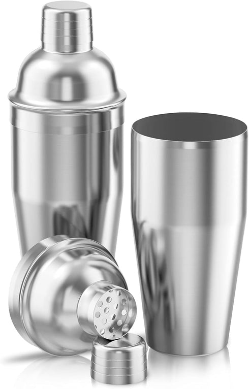 Cocktail Shaker with Double Measuring Jigger,Professional Stainless Steel 24oz Martini Shaker Set,Drink Built-In Strainer,Bartender Kit....